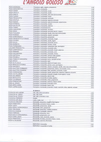 Menu du Pizza d'Asporto L'Angolo Goloso à Pessinetto