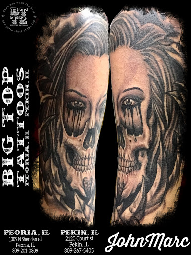 Explore cover up tattoo ideas for names, creative tattoo ideas in Peoria, available at Big Top Tat2