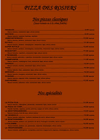 Menu du Pizza Des Rosiers à Saint-Julien-les-Rosiers