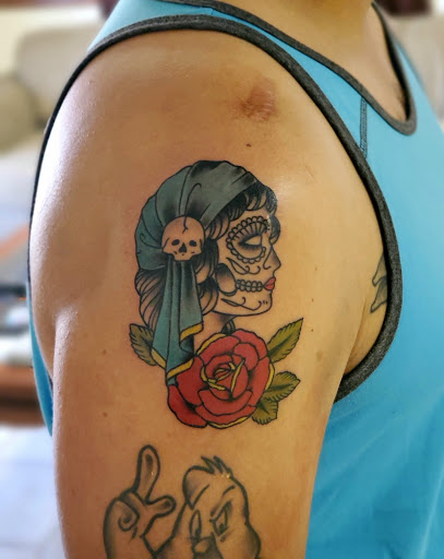 Explore womens thigh tattoo ideas, creative tattoo ideas in Stamford, available at KE Tattoo Studio