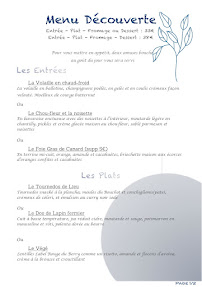 Restaurant La Route Bleue à La Fouillouse carte