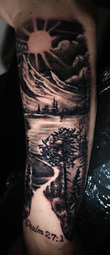 Explore koi fish sleeve tattoo ideas, creative tattoo ideas in Angola, available at Hoodlum Ink