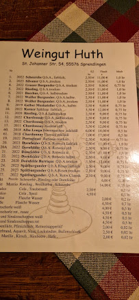 Gutsausschank Huth à Sprendlingen menu