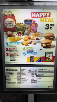 Menu / carte de McDonald's à Meinerzhagen