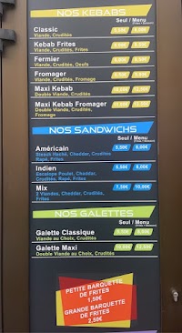 Menu / carte de BARAKA KEBAB à Rives