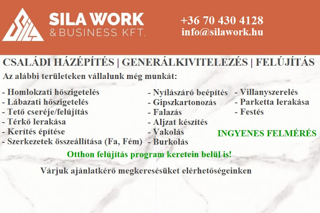 SILA Work & Business Kft - Építőipari vállalkozás