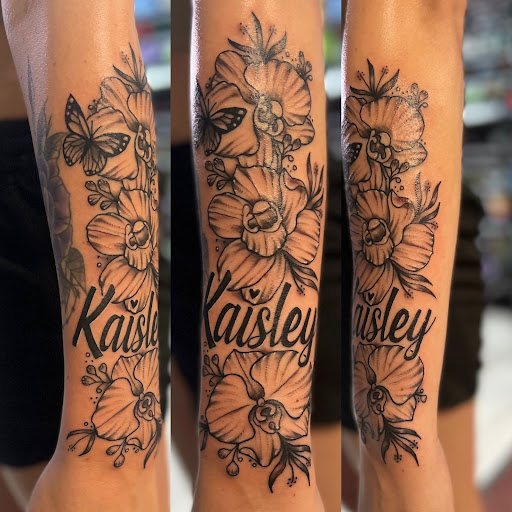 Explore cloud sleeve tattoo ideas, creative tattoo ideas in Vincennes, available at Silver Owl Tattoo