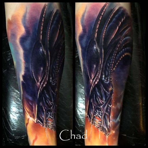 Explore back neck tattoo ideas, creative tattoo ideas in Sanford, available at Venom Ink Tattoo