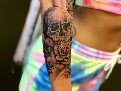 Explore mens sleeve tattoos ideas, creative tattoo ideas in Batavia, available at The Pretty Pin-Up Tattoo Parlor