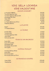 Menu du La Locanda dei Sognatori à Saint-Pierre