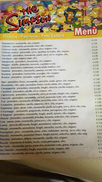 The Simpson à Catania menu