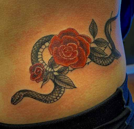 Explore neck tattoo idea, creative tattoo ideas in Osage Beach, available at Rabbits Foot Tattoo Parlor