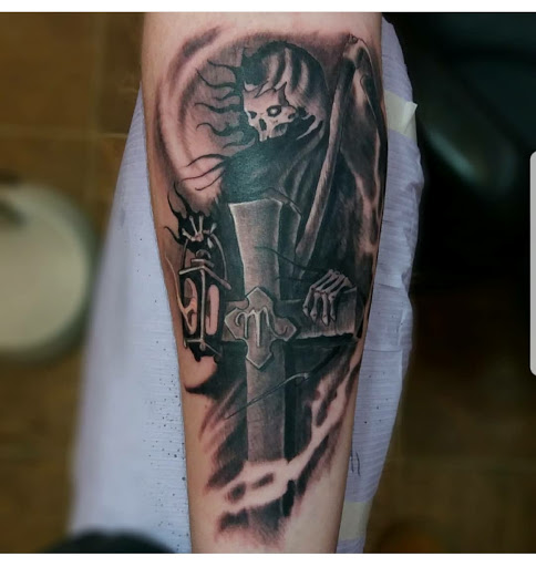 Explore sleeve tattoo filler ideas, creative tattoo ideas in Ambler, available at Tattoo GalaxyAmbler Piercing & Custom Tattoos