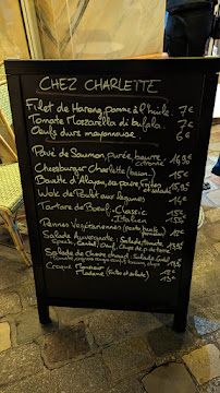 Menu / carte de Café Charlette à Paris
