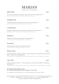Restaurant Marjan à Frankfurt carte