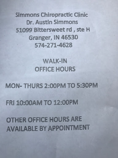 Simmons Chiropractic Clinic, 51099 Bittersweet Rd, Granger, IN 46530, Chiropractor