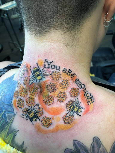 Explore hairline tattoo ideas male, creative tattoo ideas in Mckinney, available at Borrowed Time Fine Art Gallery Tattoo Shop