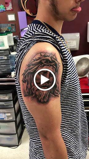 Explore front shoulder tattoo ideas, creative tattoo ideas in San Diego, available at Wylde Sydes Tattoo & Body Piercing