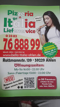 Menu du Pizzeria Bella Italia Ahlen à Ahlen