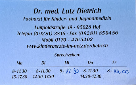Dr. med. Lutz Dietrich Luitpoldstraße 19, 95028 Hof, Deutschland
