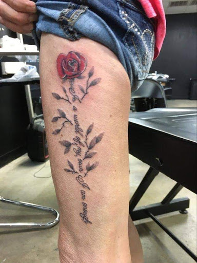 Explore thigh tattoo ideas, creative tattoo ideas in Texarkana, available at Body of Art Texarkana