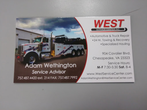 Auto Repair Shop «West Service Center, Inc. / West Towing & Hauling», reviews and photos, 904 Cavalier Blvd, Chesapeake, VA 23323, USA