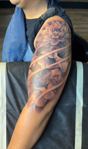 Explore leaf tattoo ideas, creative tattoo ideas in Prairieville, available at Kingdom Ink Quality Body Art