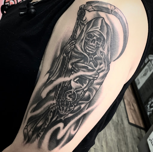 Explore good neck tattoo ideas, creative tattoo ideas in Canoga Park, available at Civilized Tattoo