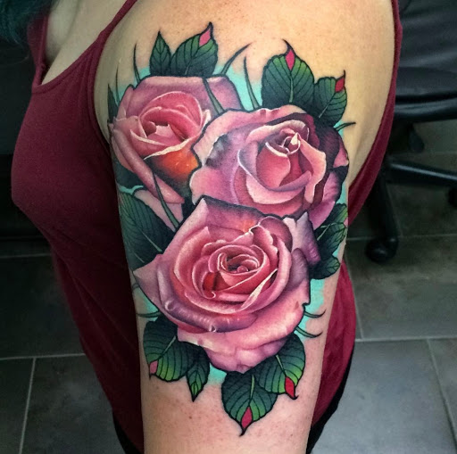 Explore tattoo ideas chest shoulder, creative tattoo ideas in Senoia, available at Messenger Tattoo Studio