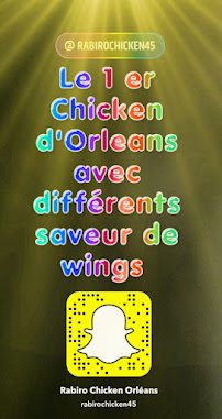 Restaurant halal Rabiro Chicken -Tacos-Burger-Chicken wings tenders barbecue sweet à Orléans (le menu)