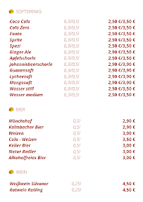 Menu du Little Asia à Kulmbach