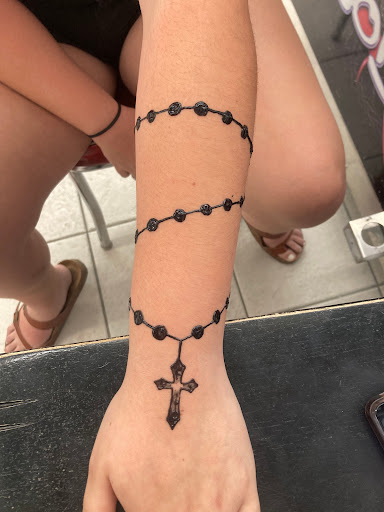 Explore forearm christian tattoo ideas, creative tattoo ideas in South Padre Island, available at Peggys Temporary & Permanent Tattoos