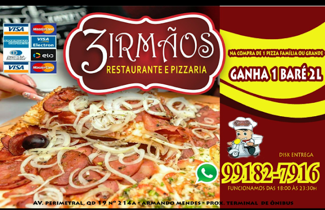 Avaliações sobre 3 Irmãos Pizzaria e Restaurante em Manaus - Pizzaria
