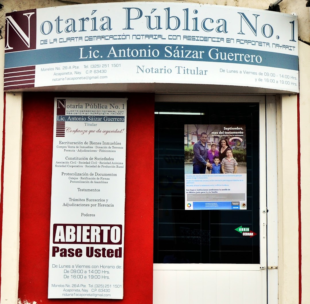 Notaría Pública No. 1 Lic. Antonio Sáizar Guerrero