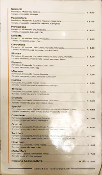 Carte du Da Giulio à Milan