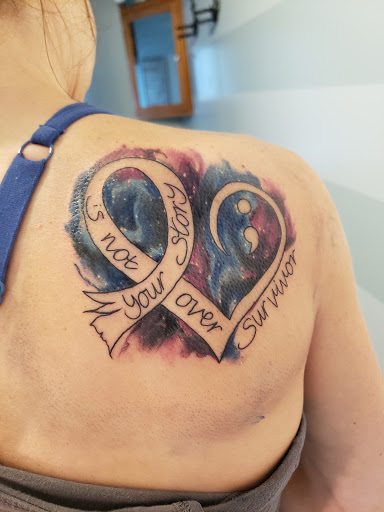 Explore mens color sleeve tattoo ideas, creative tattoo ideas in Midland, available at Black Ball Tattoo