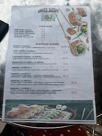 Carte du Envie sushi à Grasse