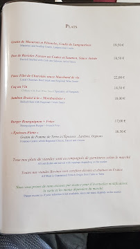 Menu du Restaurant de l'Abbaye à Flavigny-sur-Ozerain