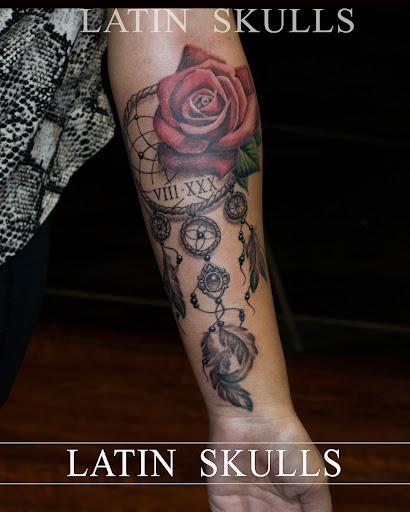 Explore patriotic tattoo sleeve ideas, creative tattoo ideas in Pico Rivera, available at Latin Skulls