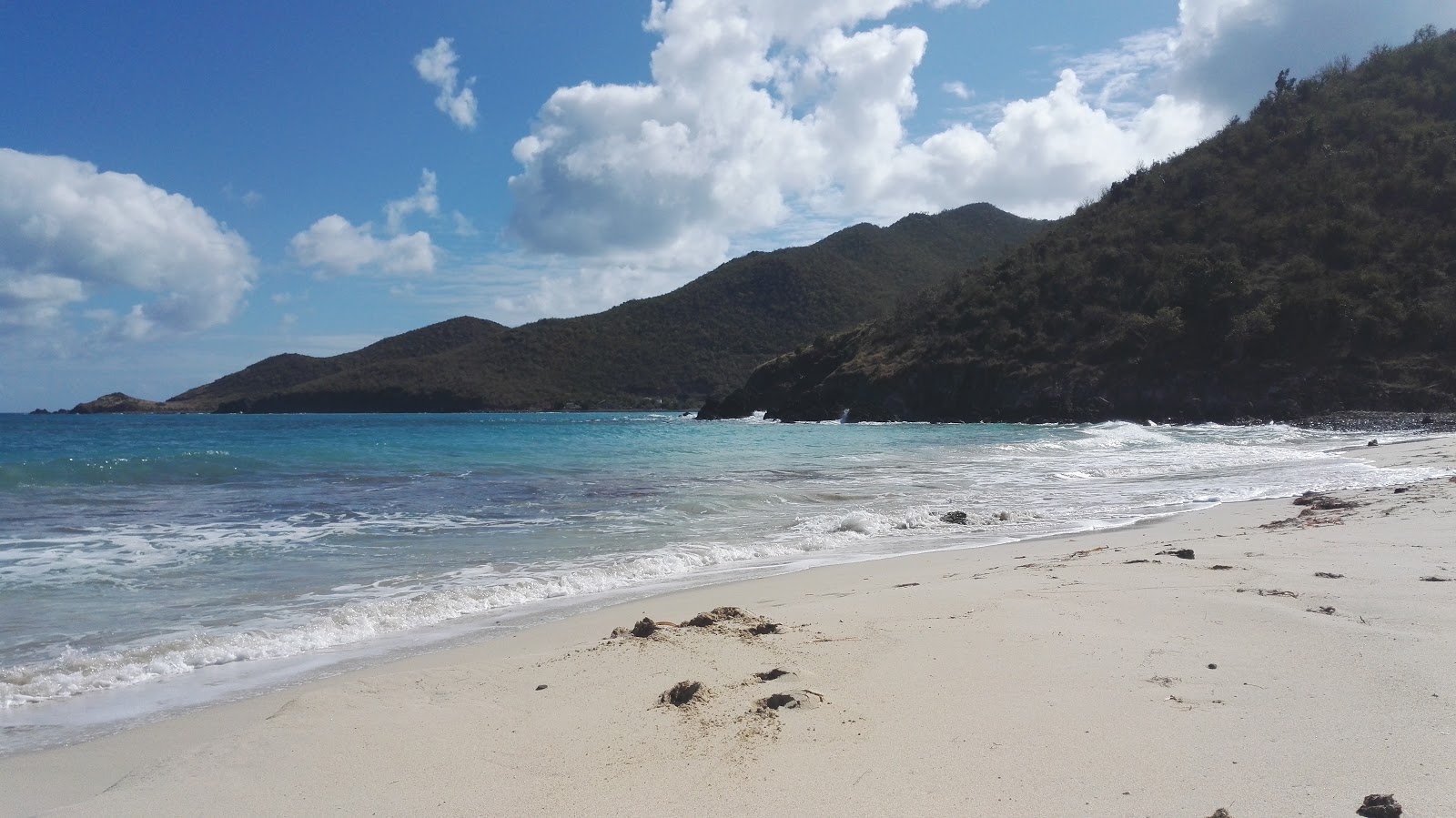 Photo of Duck's beach with bright sand & rocks surface