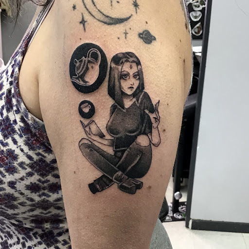 Explore bass guitar tattoo ideas, creative tattoo ideas in Anaheim, available at Autumn Moon Tattoo