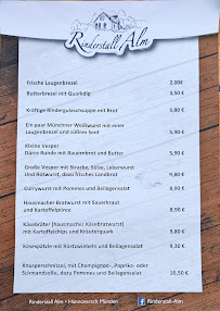 Menu du Rinderstall Alm à Hann. Münden