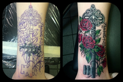 Explore comic book tattoo ideas, creative tattoo ideas in Mobile, available at Old Familiar Tattoo Company