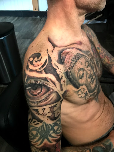 Explore beach tattoo ideas for men, creative tattoo ideas in Sunbury, available at Absinthe Tattoo