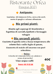 ​Ristorante Pizzeria Bar Orfea à San Francesco di Roveré carte