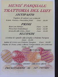 Menu / carte de Trattoria del Lùff San Gregorio à San Gregorio