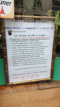 Menu / carte de Pat Collection à Saint-Mandé