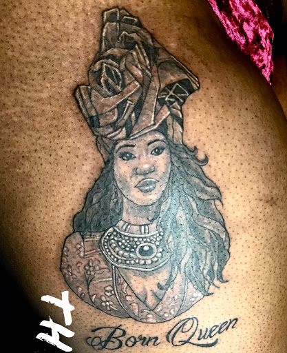 Explore medusa thigh tattoo ideas, creative tattoo ideas in Atlanta, available at Camp Creek Body Art & Laser