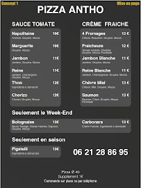 Carte du PIZZA ANTO à Bastia