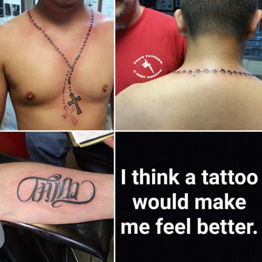 Explore halloween sleeve tattoo ideas, creative tattoo ideas in Elko, available at Custom Tattoos and Body Piercing Studio
